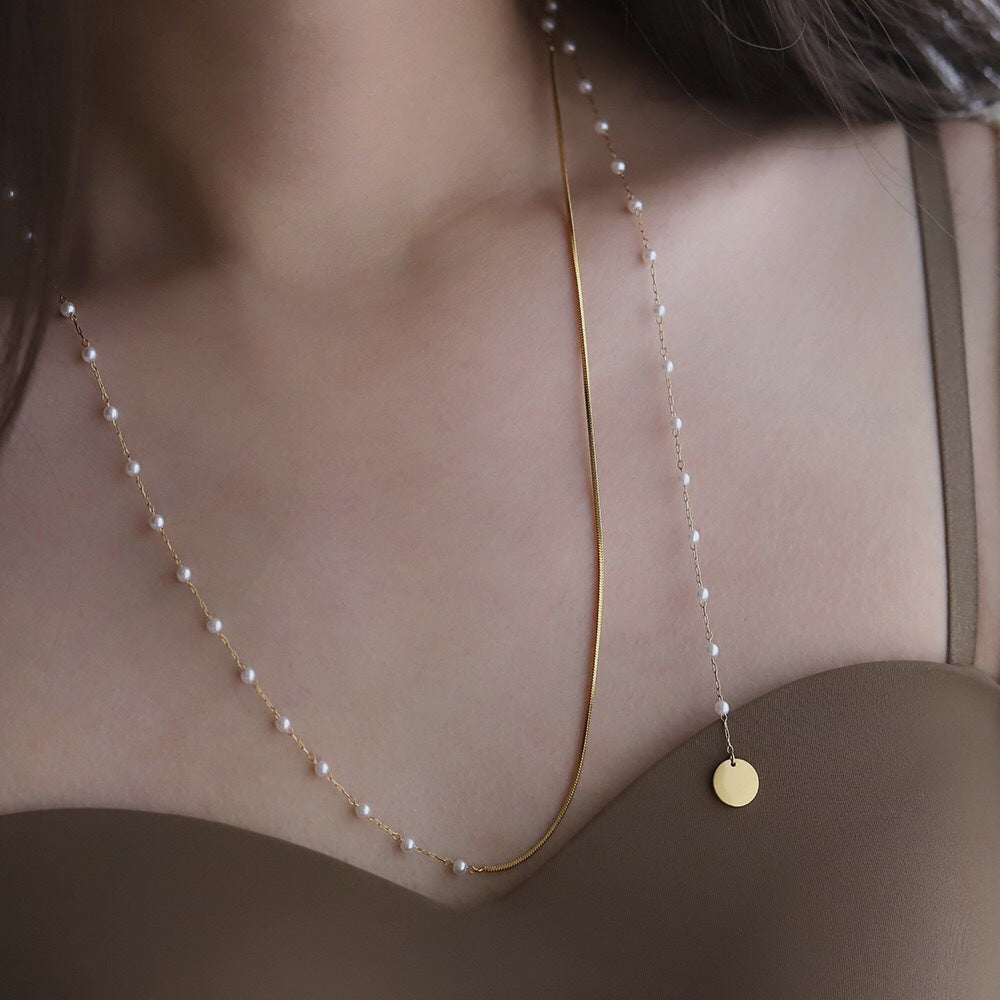 Romantic Double Pearl Design Necklace