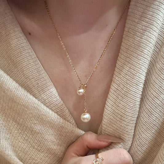 Light luxury niche tassel design pearl necklace