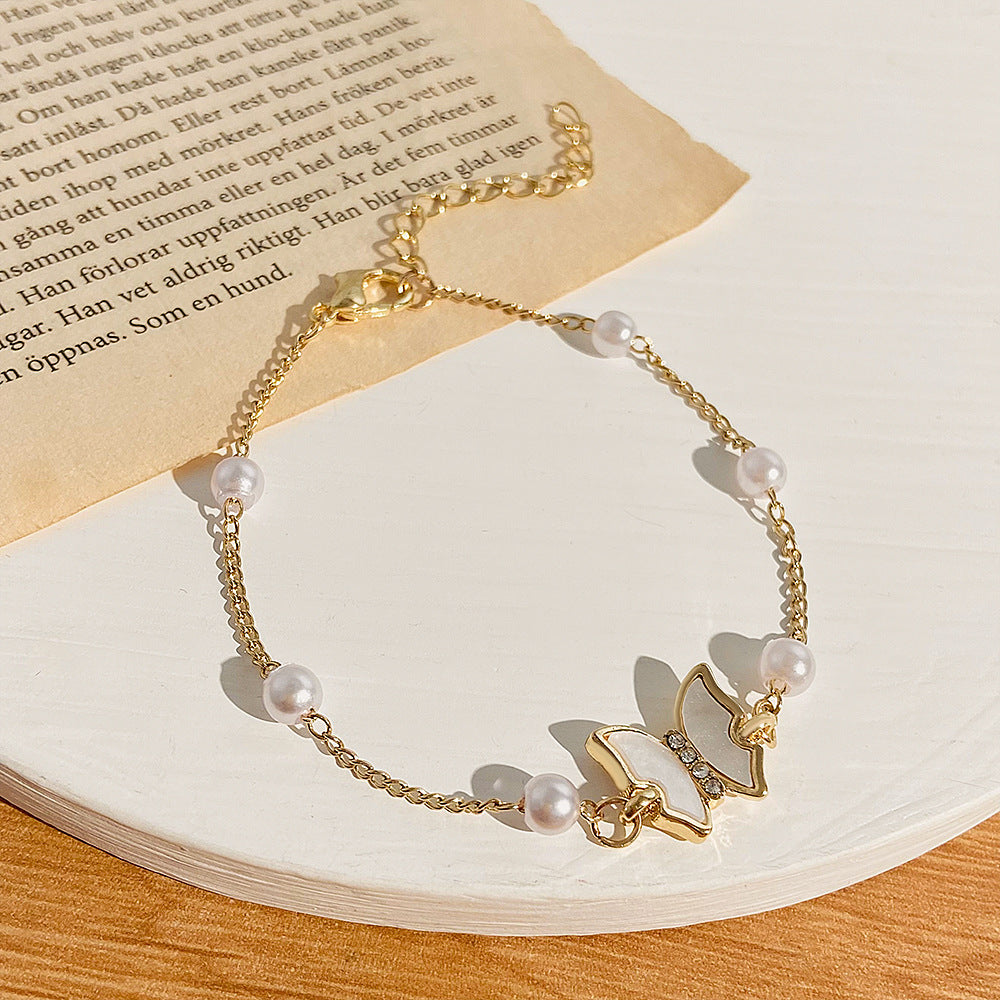 Butterfly Design Pearl Bracelet