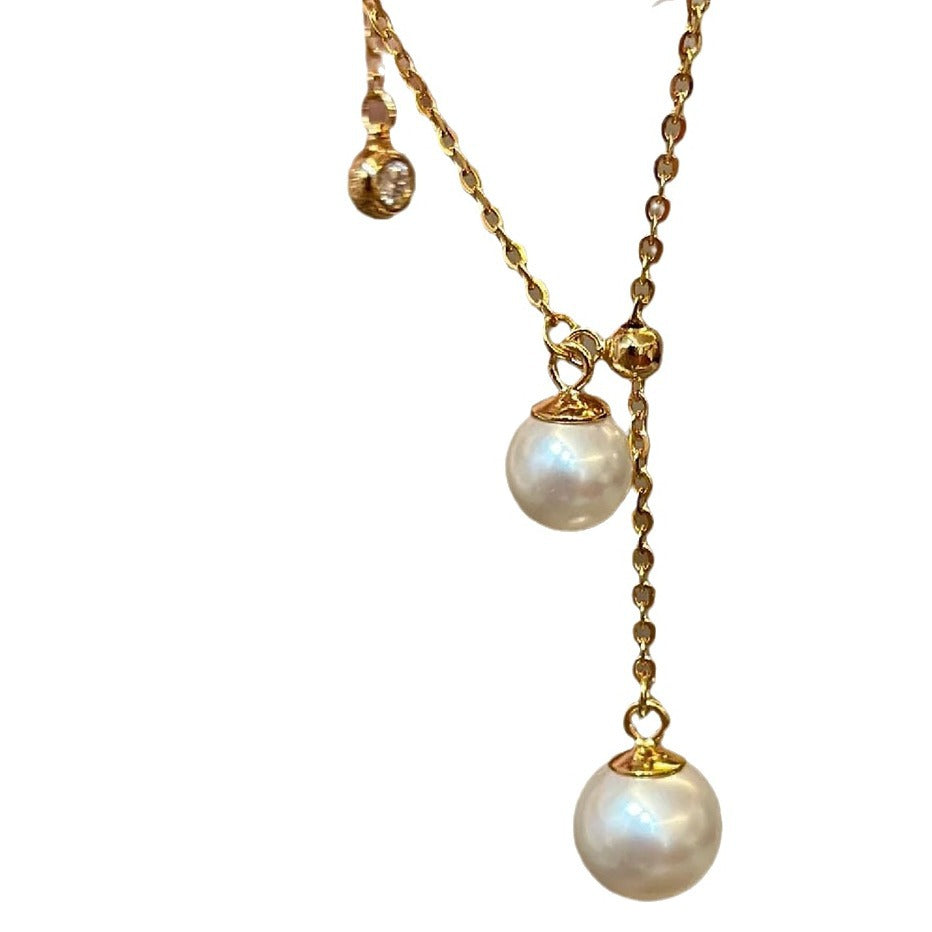 Light luxury niche tassel design pearl necklace