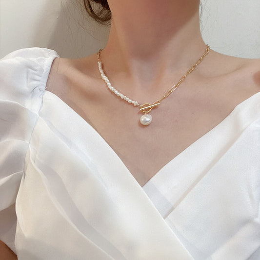 Steamed bread pearl light luxury design necklace