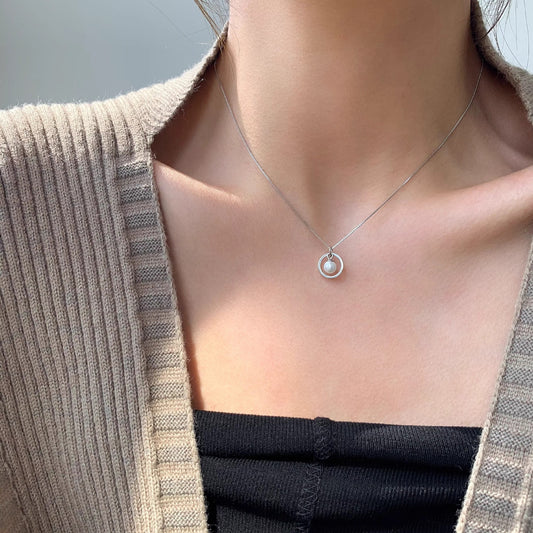 Pearl Simple Design Silver Necklace