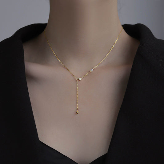 Pearl small waist fringed collarbone chain