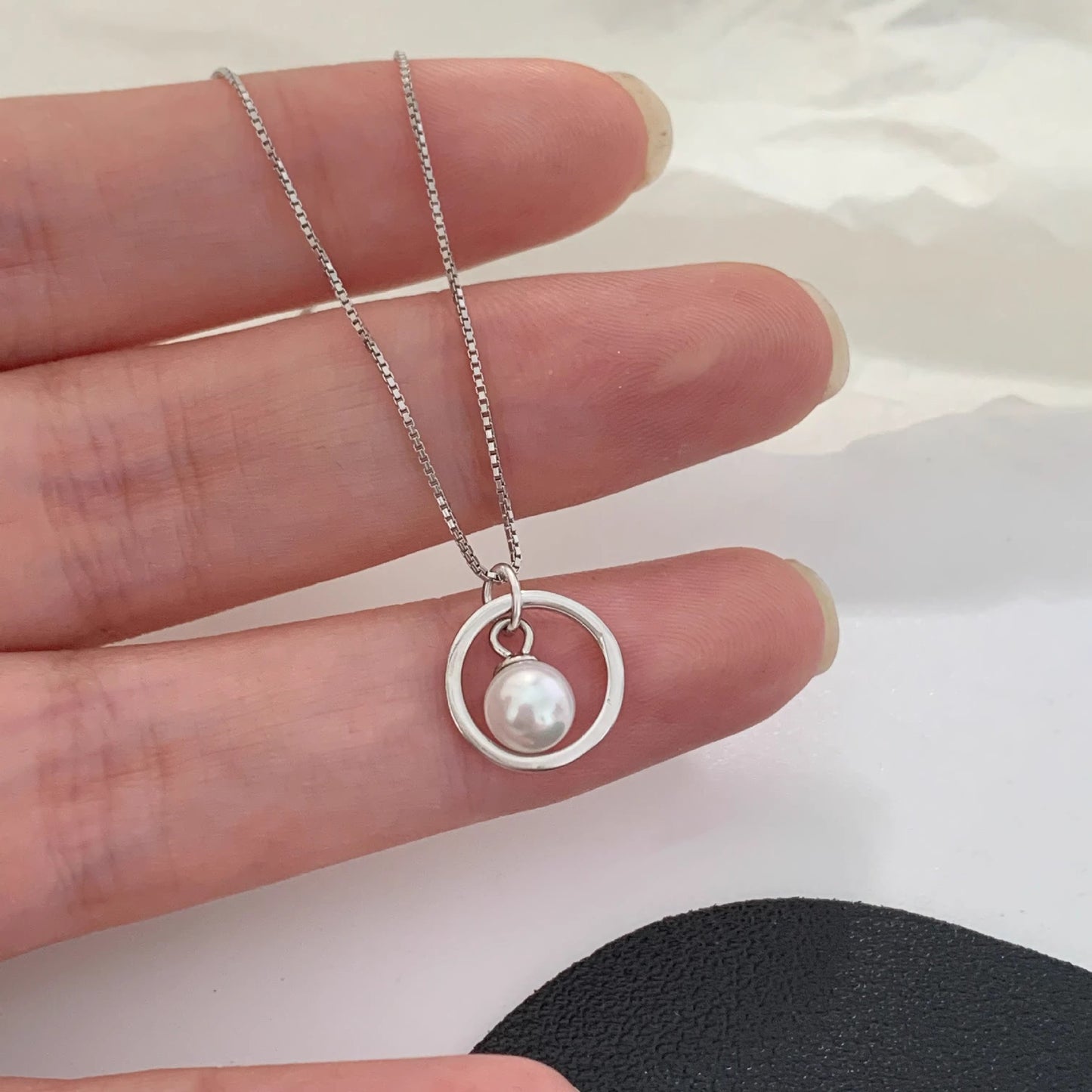 Pearl Simple Design Silver Necklace