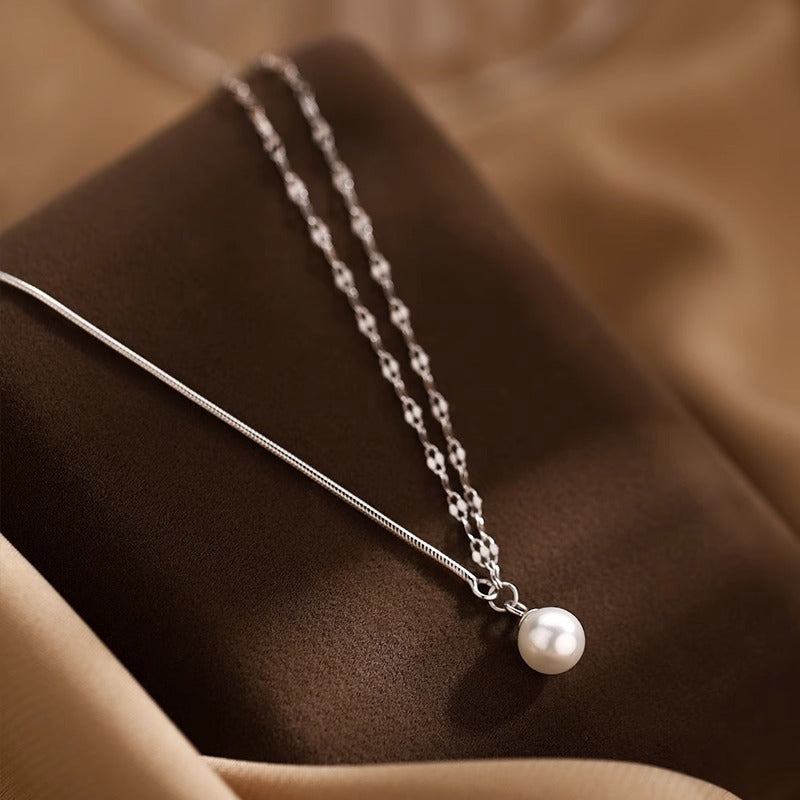 Crystal Pearl splicing design necklace