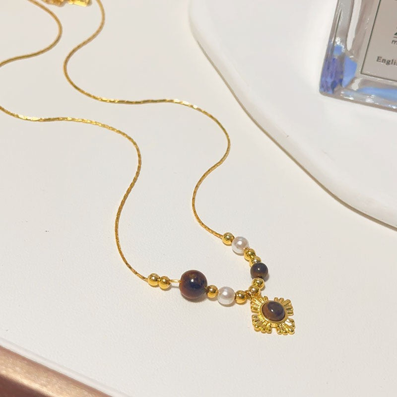 Maillard Vintage Tiger's Eye Pearl Necklace