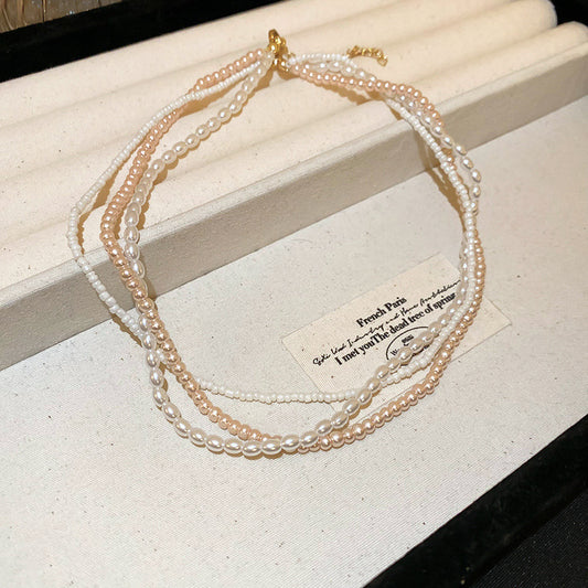 Multi-layer design pearl necklace