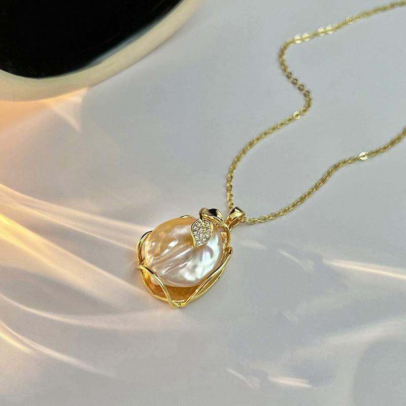 Baroque pearl light luxury design necklace