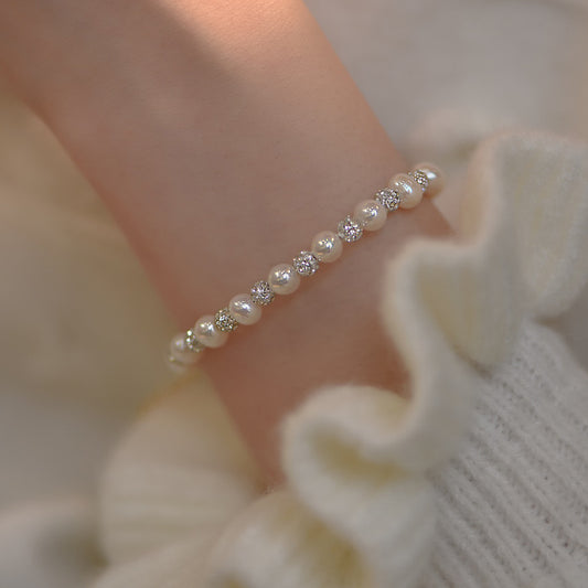 Flash diamond design pearl bracelet