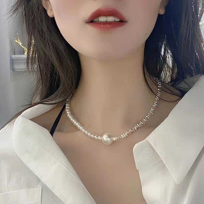 Pearl Shredded Silver Design Necklace