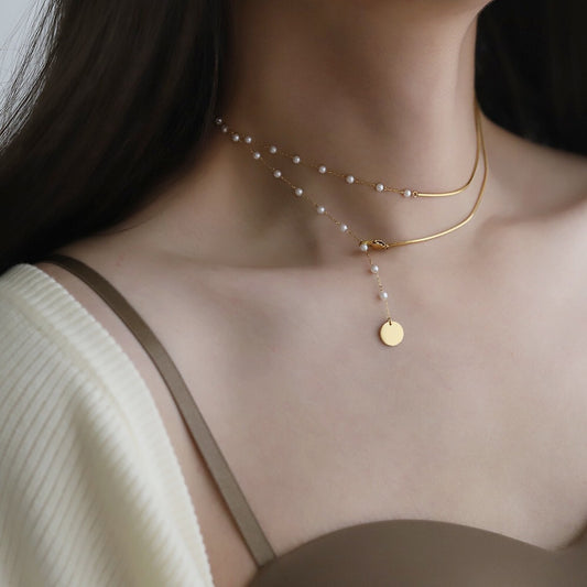 Romantic Double Pearl Design Necklace