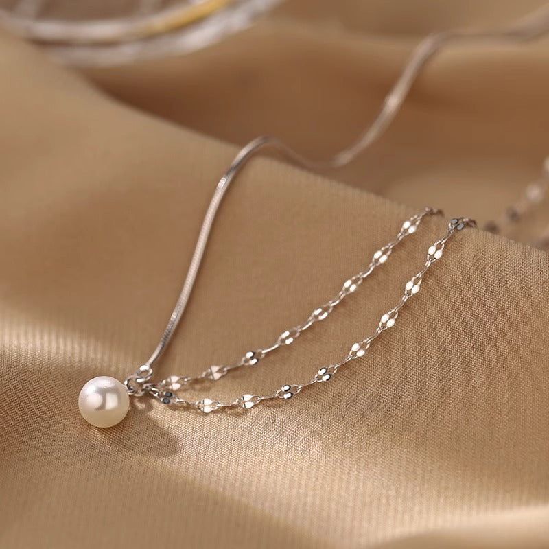 Crystal Pearl splicing design necklace