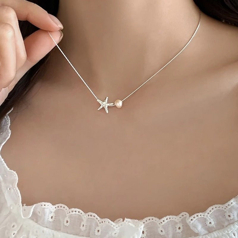 Starfish design pearl necklace