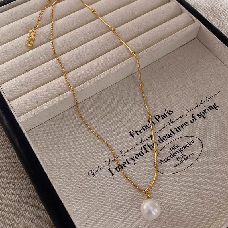 French design crystal pearl necklace