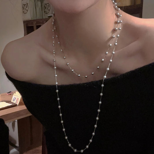 Double Stacked Pearl Necklace