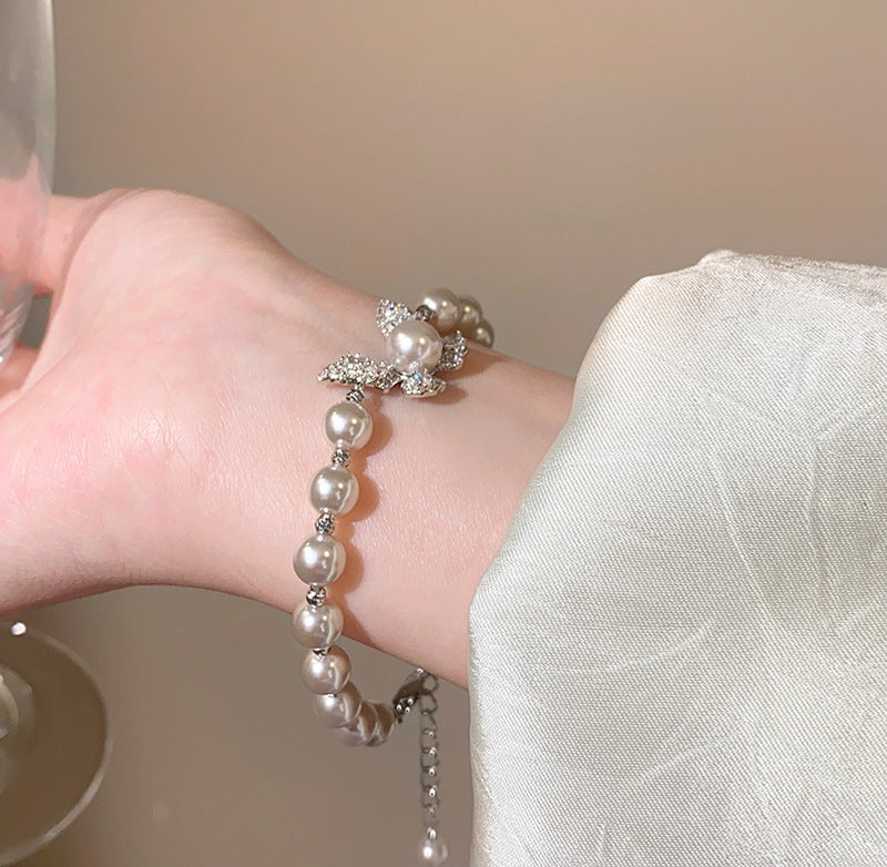 Butterfly Design Pearl Bracelet