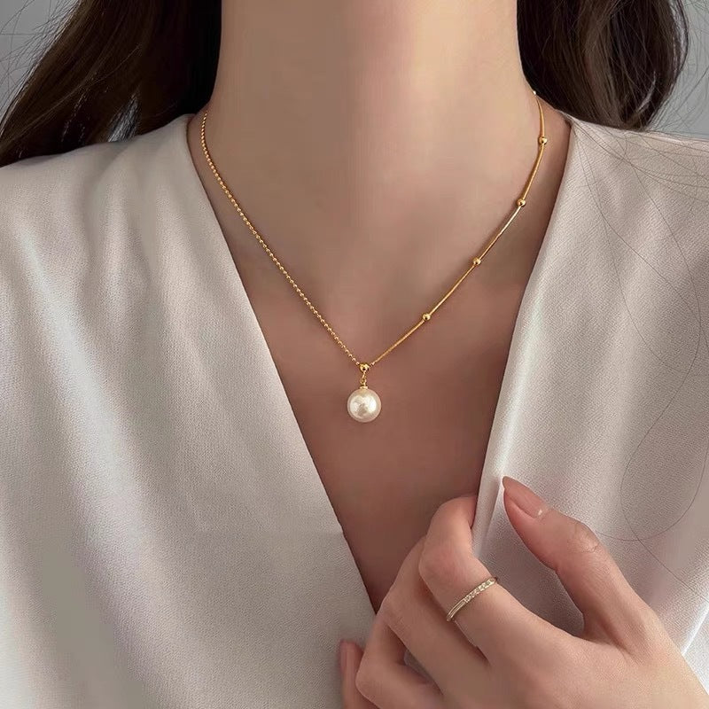 French design crystal pearl necklace