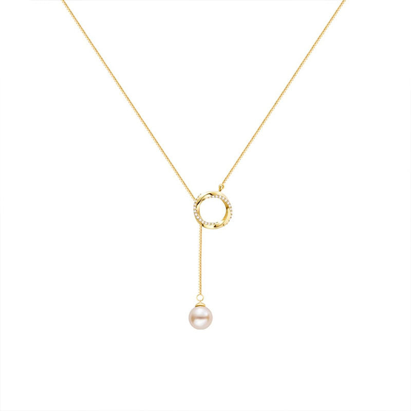 Pearl Mobius tassel design necklace