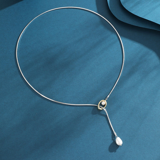 Water drop pull pearl necklace