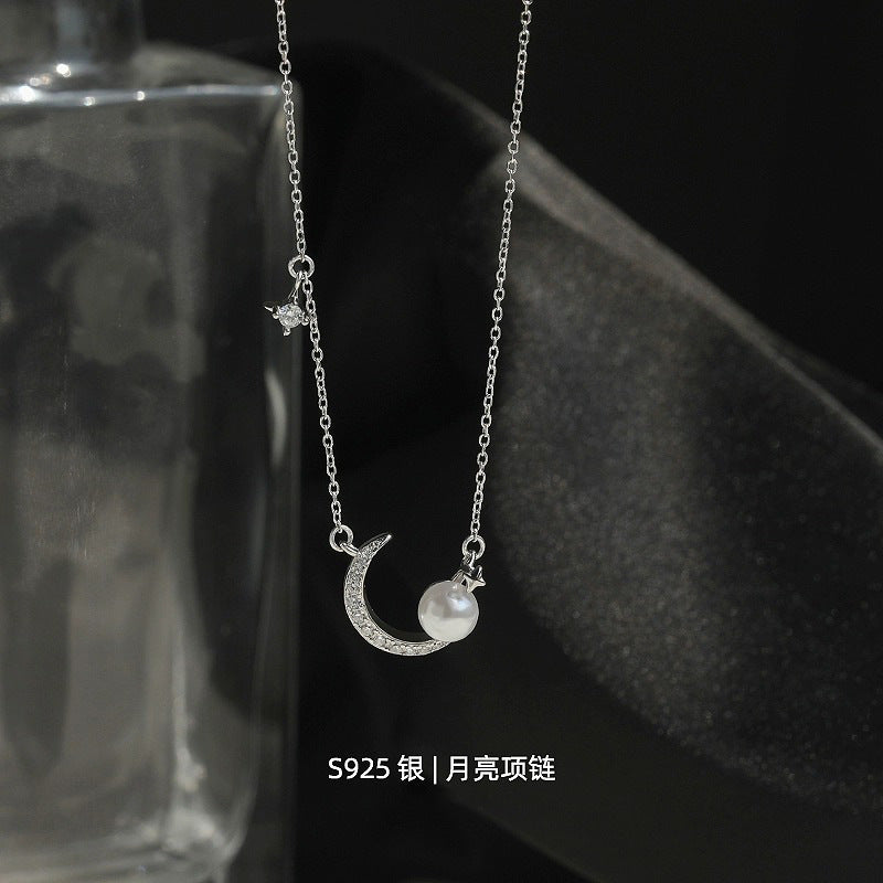 Pearl Star Moon Design Clavicle Chain