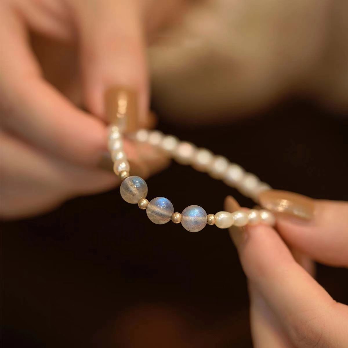 Moonstone Design Pearl Bracelet