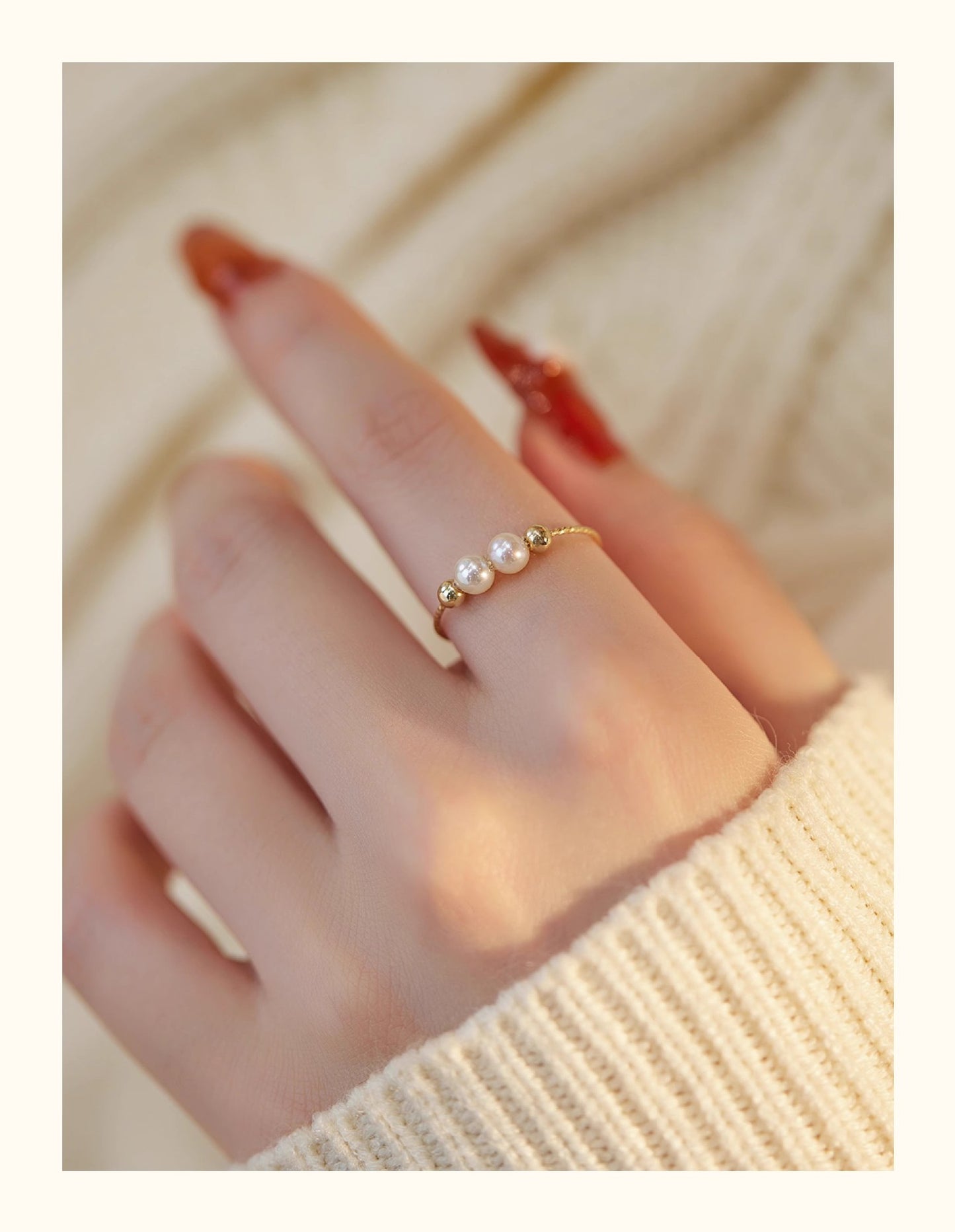 Simple design pearl ring