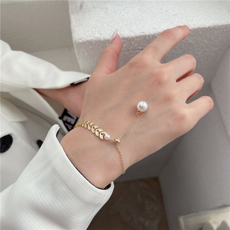 Wheat ear design pearl bracelet