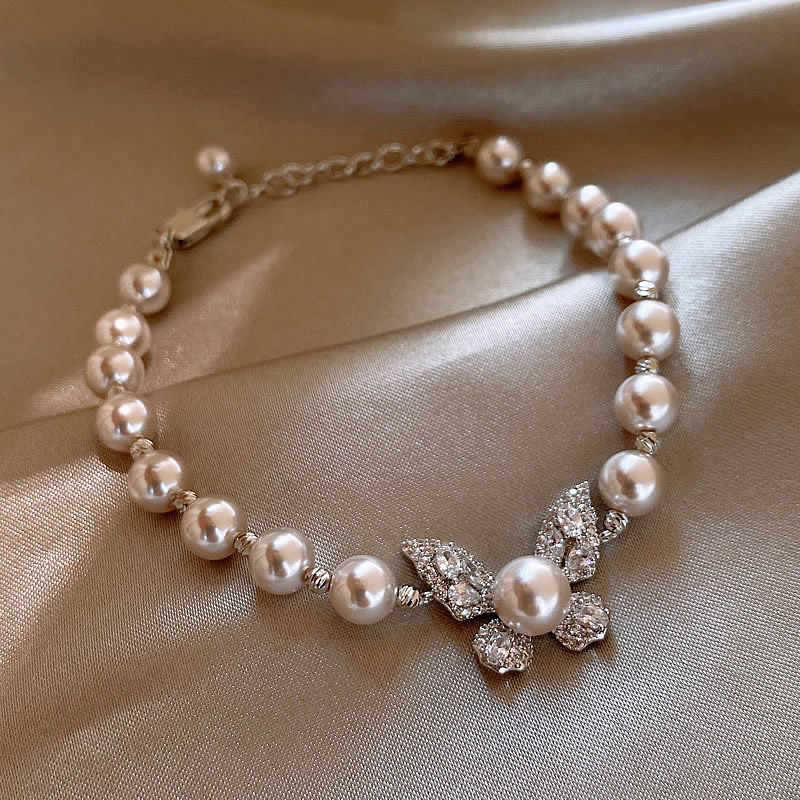 Butterfly Design Pearl Bracelet