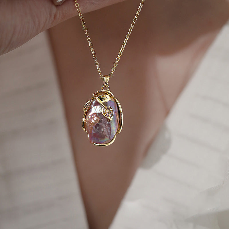 Baroque pearl light luxury design necklace