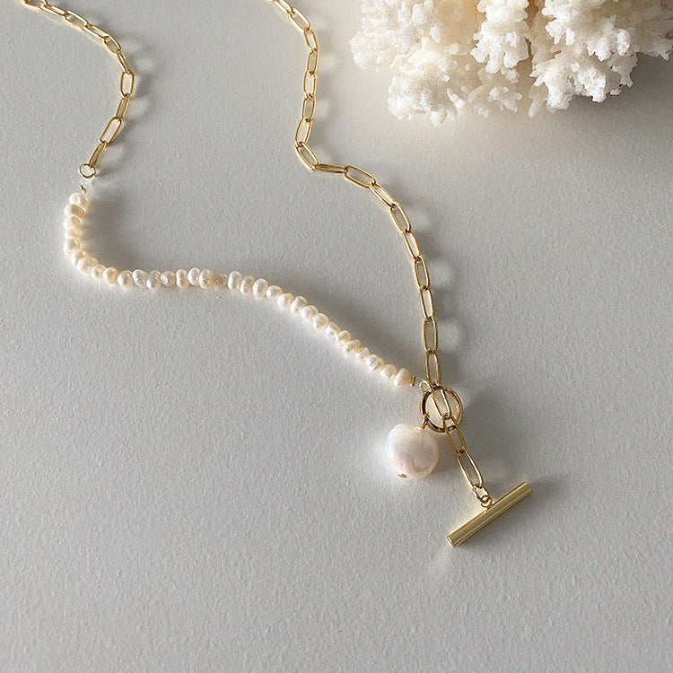 Steamed bread pearl light luxury design necklace