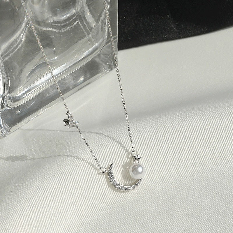 Pearl Star Moon Design Clavicle Chain
