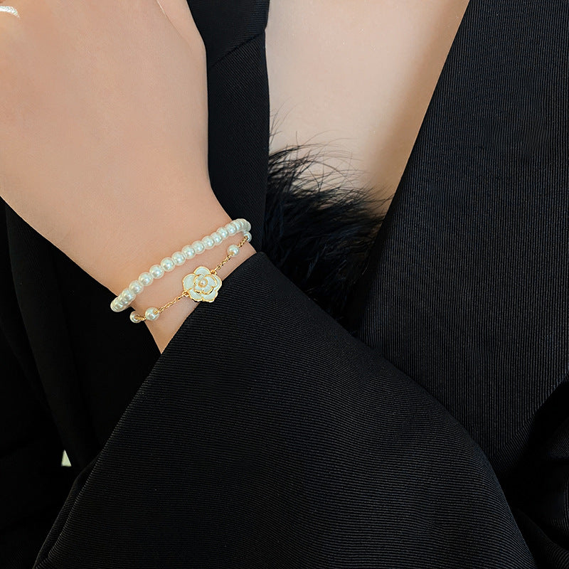 Camellia Design Pearl Bracelet