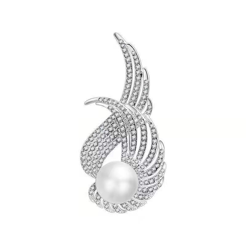 Wings Design Pearl Brooch