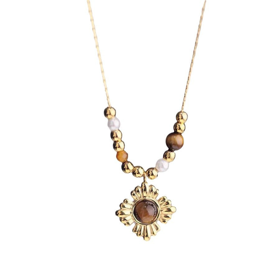 Maillard Vintage Tiger's Eye Pearl Necklace