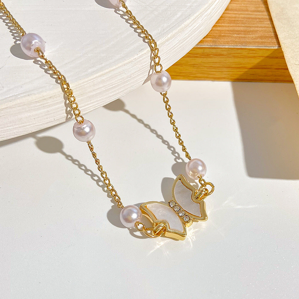 Butterfly Design Pearl Bracelet