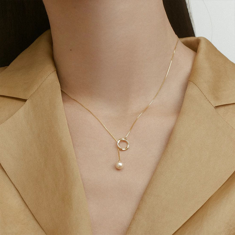 Pearl light luxury niche design silver necklace
