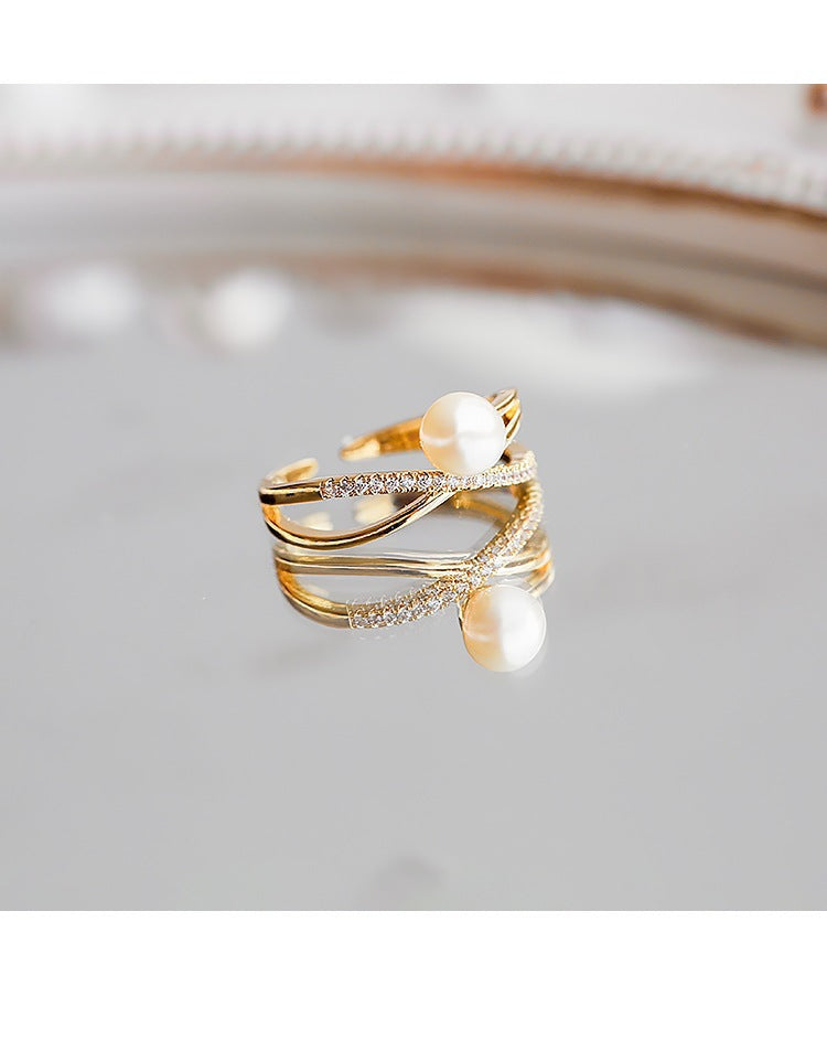Simple design pearl ring