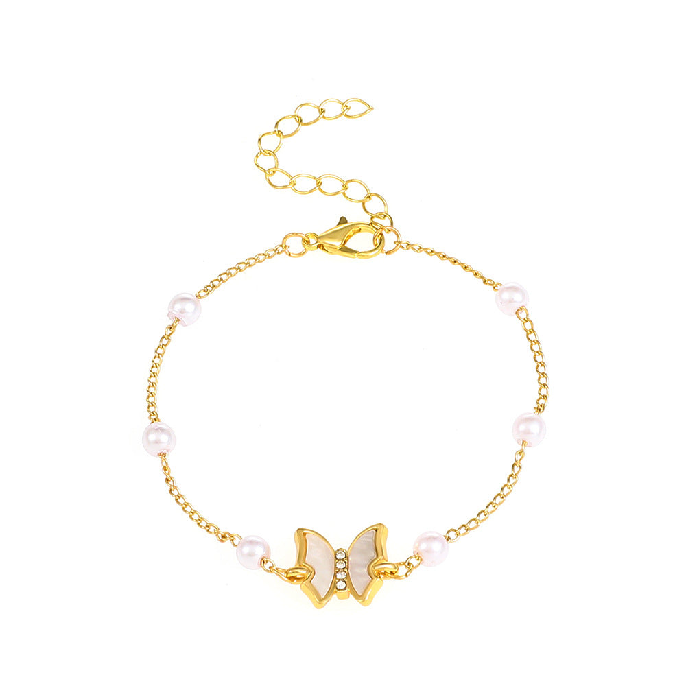 Butterfly Design Pearl Bracelet