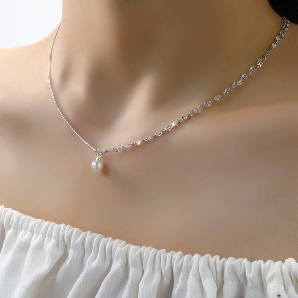 Double design pearl necklace