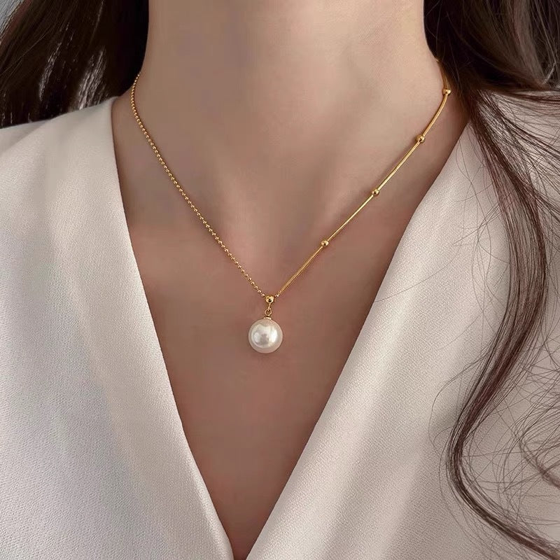 French design crystal pearl necklace