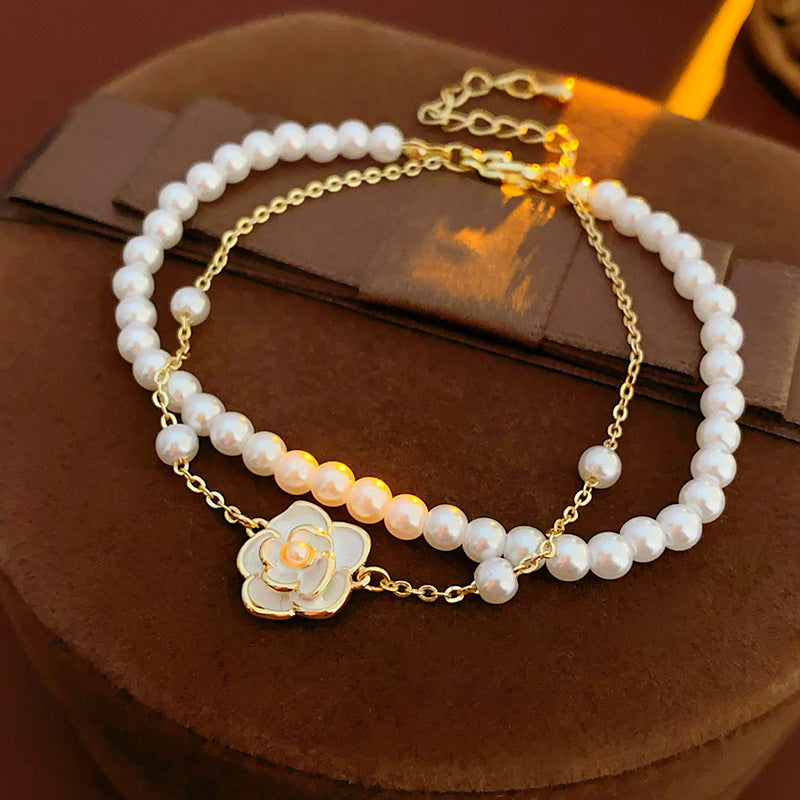 Camellia Design Pearl Bracelet