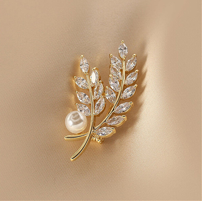 Wheat Ear Design Pearl Brooch