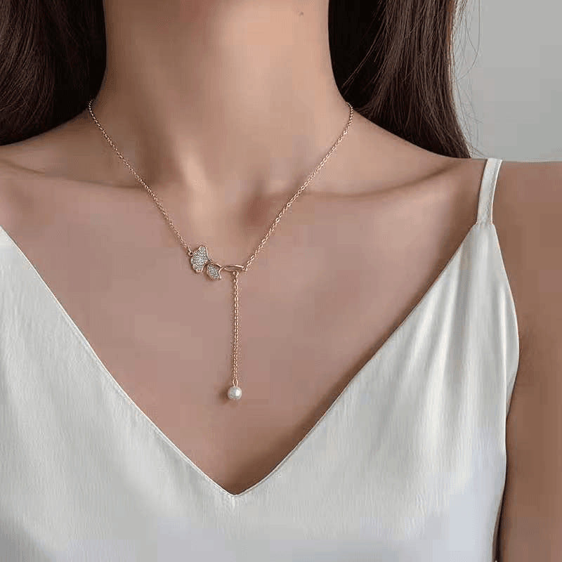 Ginkgo Biloba Design Pearl Necklace
