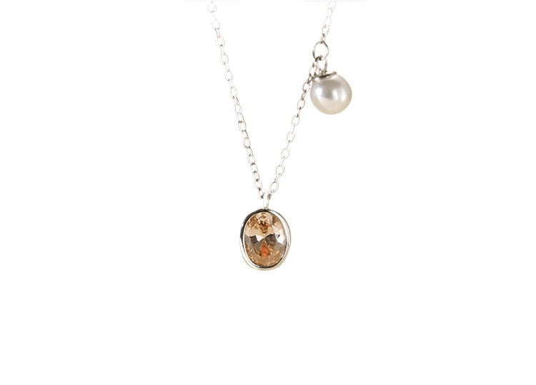 Crystal Pearl water drop design necklace
