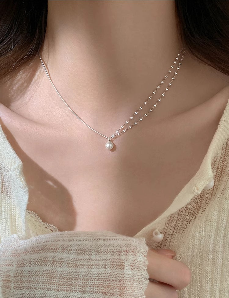 Crystal Pearl splicing design necklace